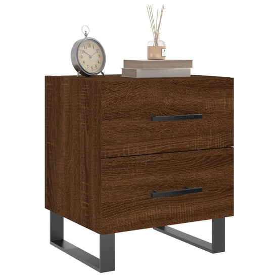 Nachtkastje 40x35x47,5 cm bewerkt hout bruin eikenkleur MeubelReus