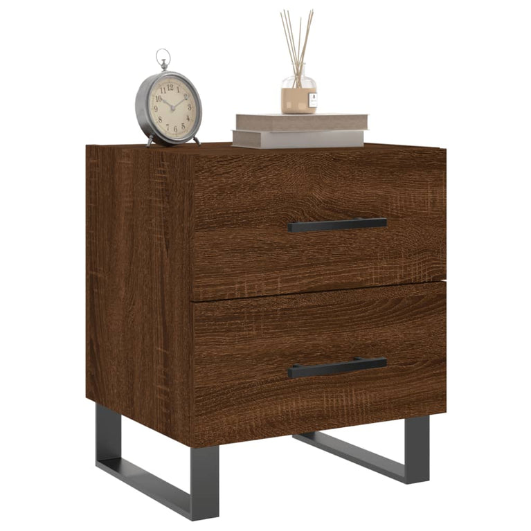 Nachtkastje 40x35x47,5 cm bewerkt hout bruin eikenkleur MeubelReus