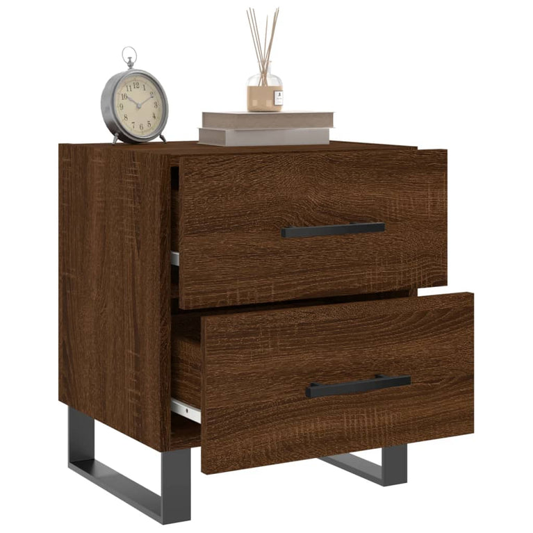 Nachtkastje 40x35x47,5 cm bewerkt hout bruin eikenkleur MeubelReus