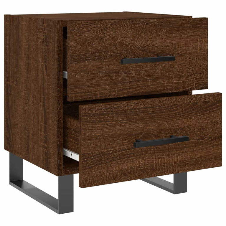 Nachtkastje 40x35x47,5 cm bewerkt hout bruin eikenkleur MeubelReus