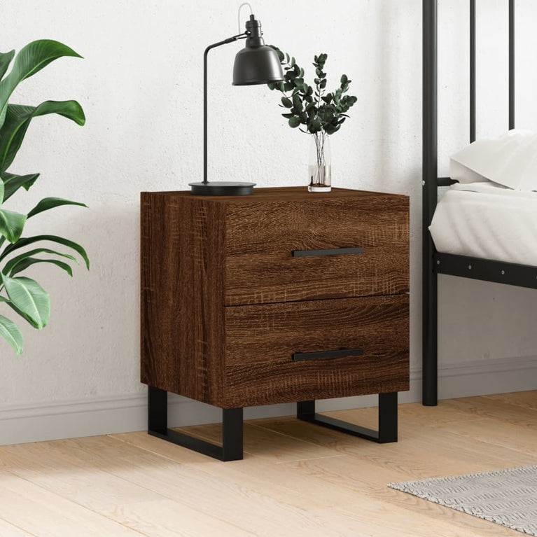 Nachtkastje 40x35x47,5 cm bewerkt hout bruin eikenkleur MeubelReus