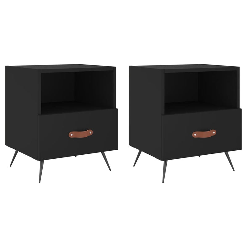 Nachtkastjes 2 st 40x35x47,5 cm bewerkt hout zwart MeubelReus