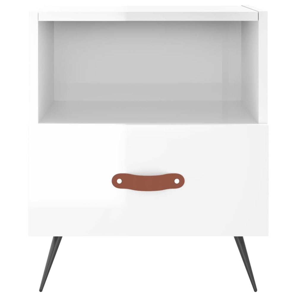 Nachtkastje 40x35x47,5 cm bewerkt hout hoogglans wit MeubelReus