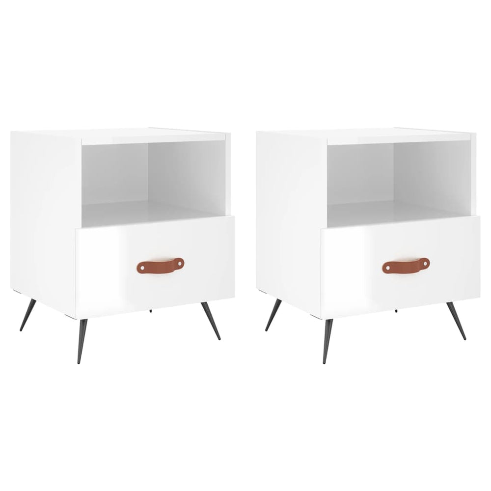 Nachtkastjes 2 st 40x35x47,5 cm bewerkt hout hoogglans wit MeubelReus