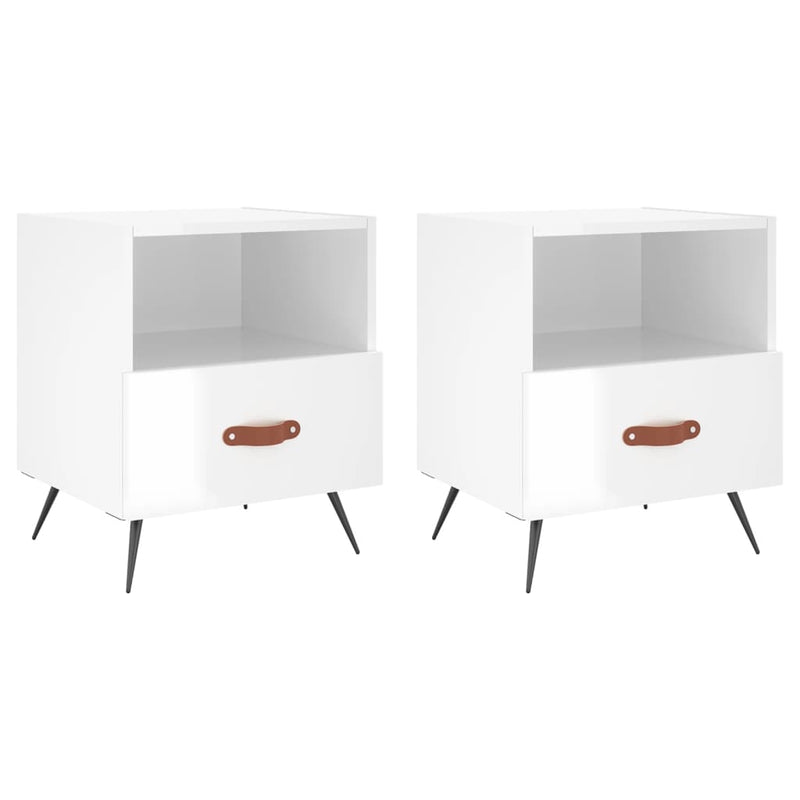 Nachtkastjes 2 st 40x35x47,5 cm bewerkt hout hoogglans wit MeubelReus