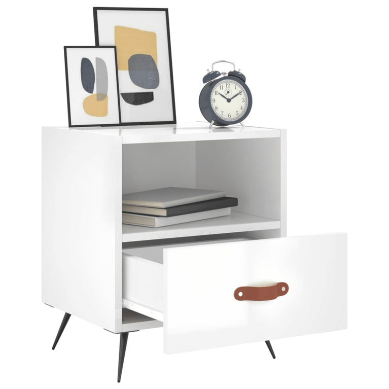 Nachtkastjes 2 st 40x35x47,5 cm bewerkt hout hoogglans wit MeubelReus
