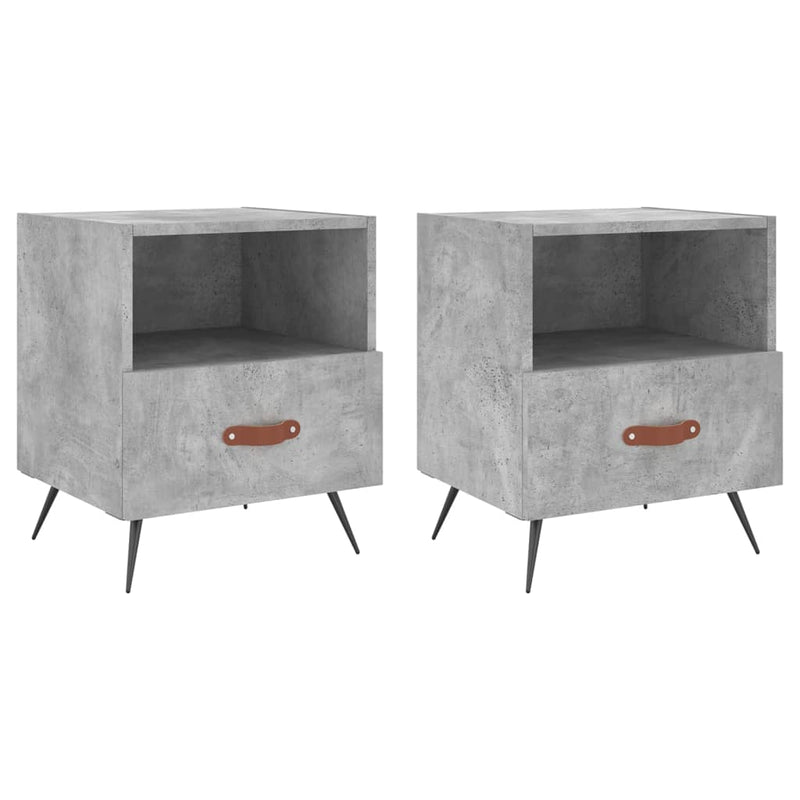 Nachtkastjes 2 st 40x35x47,5 cm bewerkt hout betongrijs MeubelReus