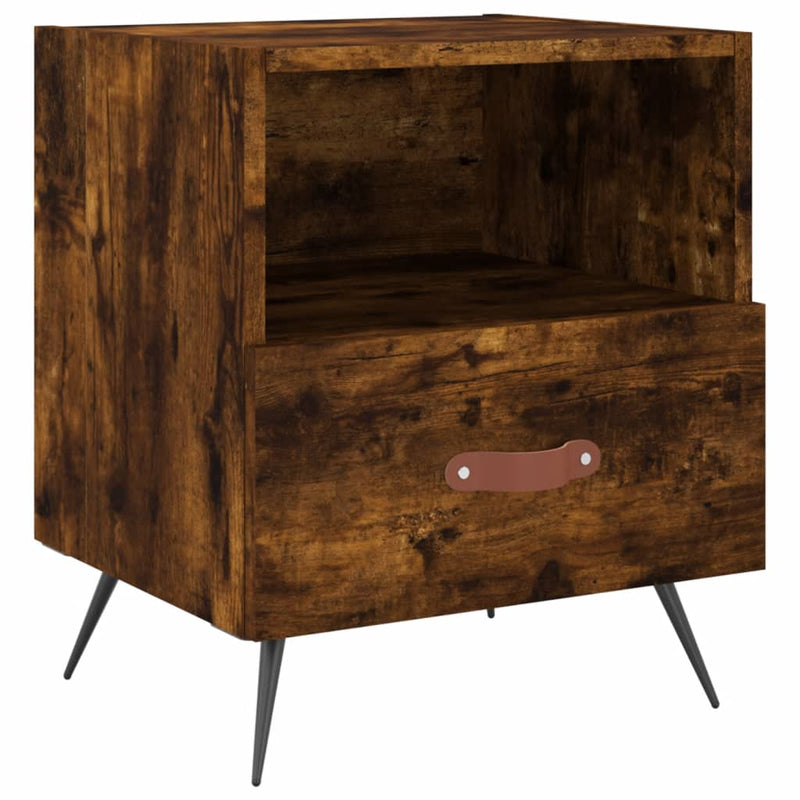 Nachtkastje 40x35x47,5 cm bewerkt hout gerookt eikenkleurig MeubelReus