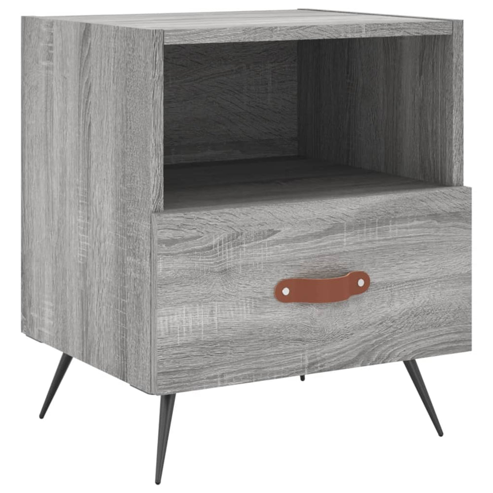 Nachtkastje 40x35x47,5 cm bewerkt hout grijs sonoma eikenkleur MeubelReus