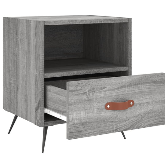 Nachtkastje 40x35x47,5 cm bewerkt hout grijs sonoma eikenkleur MeubelReus
