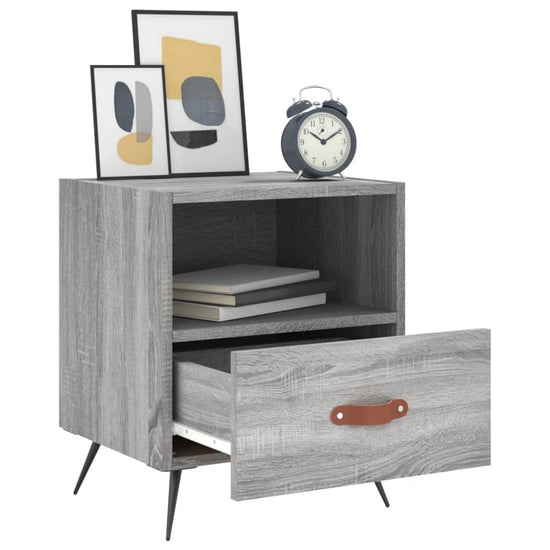 Nachtkastje 40x35x47,5 cm bewerkt hout grijs sonoma eikenkleur MeubelReus