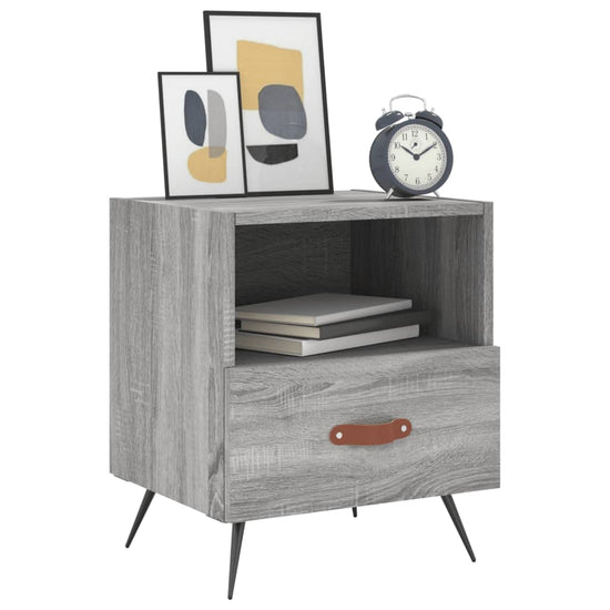 Nachtkastje 40x35x47,5 cm bewerkt hout grijs sonoma eikenkleur MeubelReus
