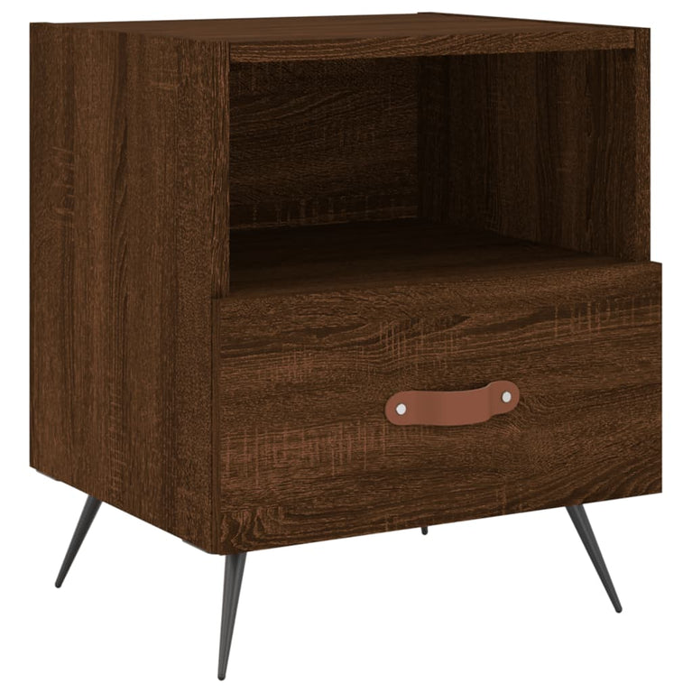 Nachtkastje 40x35x47,5 cm bewerkt hout bruin eikenkleur MeubelReus
