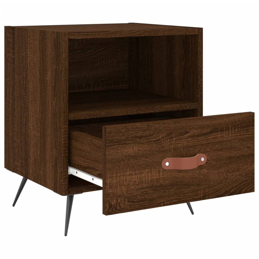 Nachtkastje 40x35x47,5 cm bewerkt hout bruin eikenkleur MeubelReus