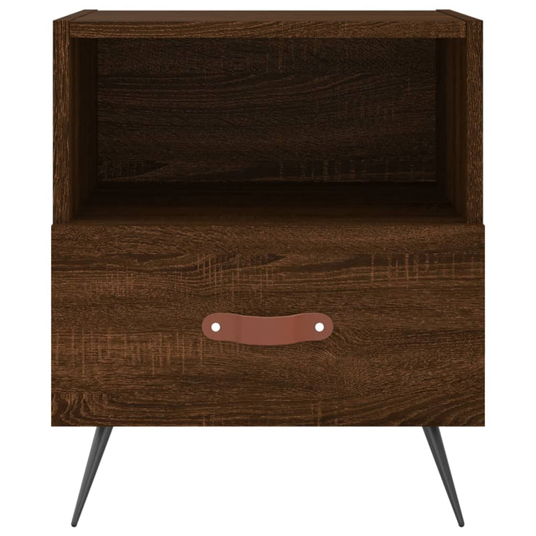 Nachtkastje 40x35x47,5 cm bewerkt hout bruin eikenkleur MeubelReus