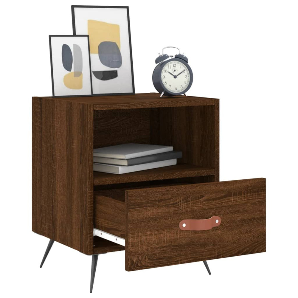 Nachtkastje 40x35x47,5 cm bewerkt hout bruin eikenkleur MeubelReus