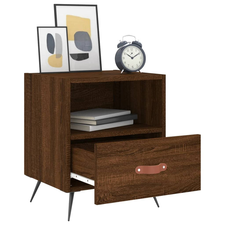 Nachtkastje 40x35x47,5 cm bewerkt hout bruin eikenkleur MeubelReus