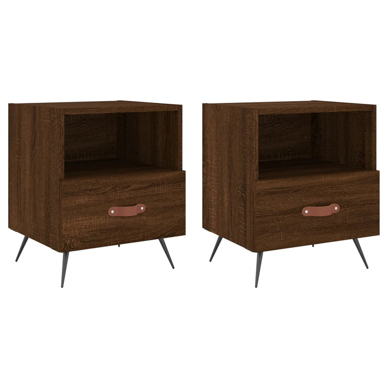 Nachtkastjes 2 st 40x35x47,5 cm bewerkt hout bruin eikenkleur MeubelReus