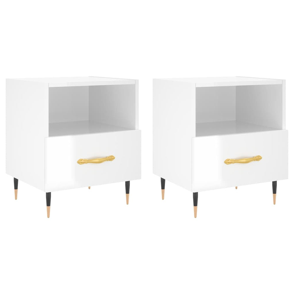 Nachtkastjes 2 st 40x35x47,5 cm bewerkt hout hoogglans wit MeubelReus