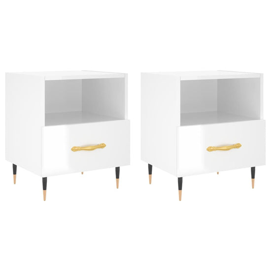 Nachtkastjes 2 st 40x35x47,5 cm bewerkt hout hoogglans wit MeubelReus
