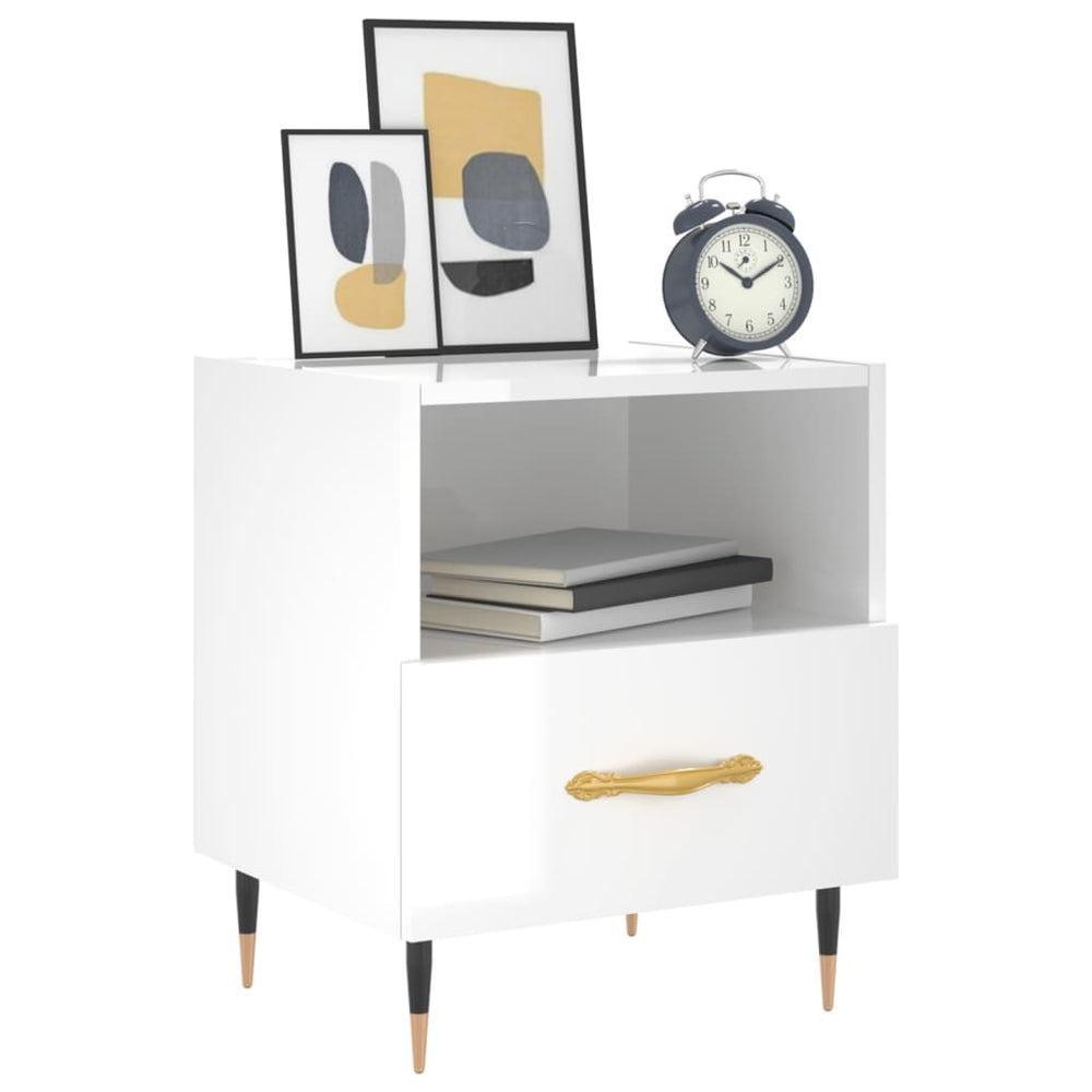 Nachtkastjes 2 st 40x35x47,5 cm bewerkt hout hoogglans wit MeubelReus