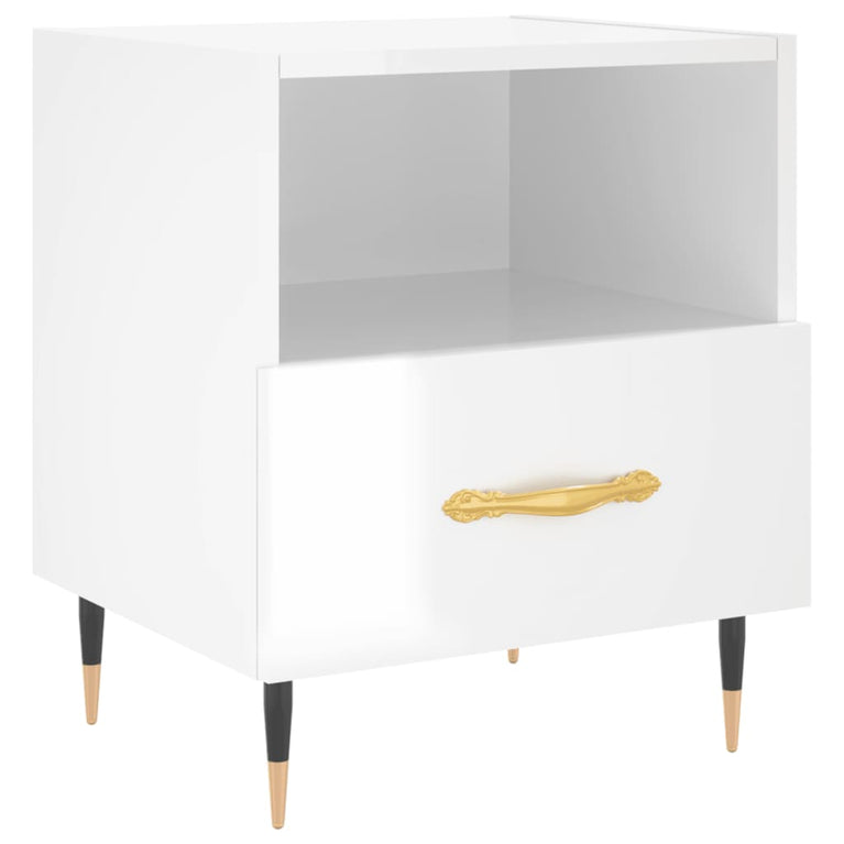 Nachtkastjes 2 st 40x35x47,5 cm bewerkt hout hoogglans wit MeubelReus