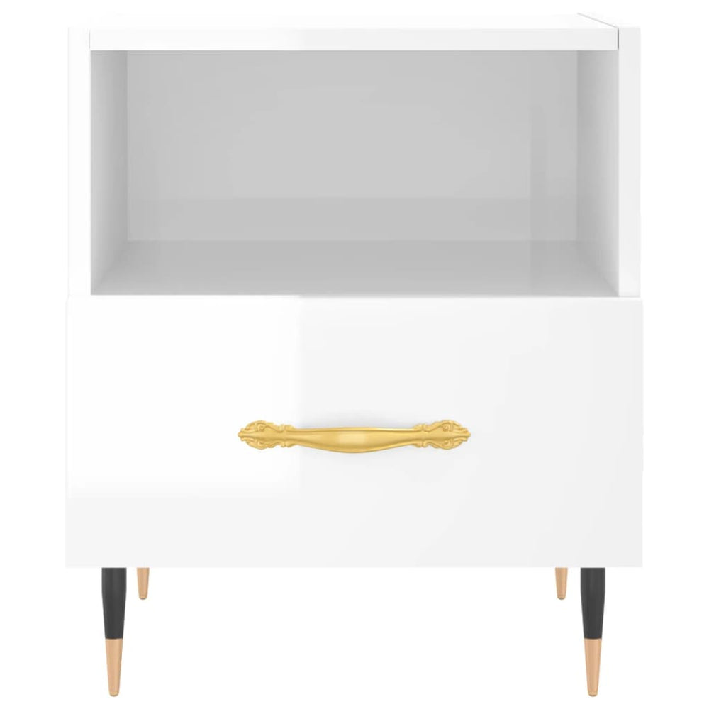 Nachtkastjes 2 st 40x35x47,5 cm bewerkt hout hoogglans wit MeubelReus