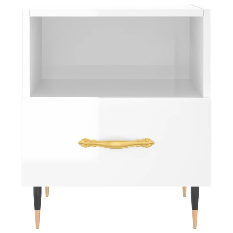 Nachtkastjes 2 st 40x35x47,5 cm bewerkt hout hoogglans wit MeubelReus