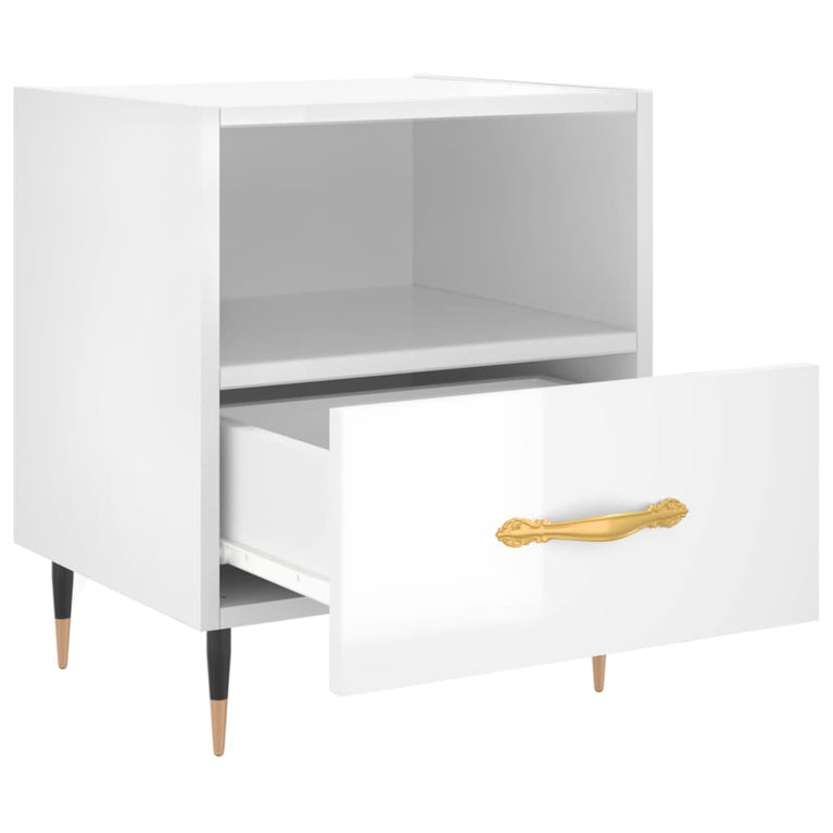 Nachtkastjes 2 st 40x35x47,5 cm bewerkt hout hoogglans wit MeubelReus
