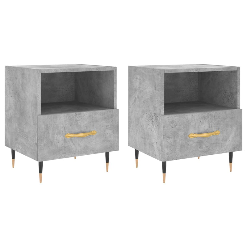 Nachtkastjes 2 st 40x35x47,5 cm bewerkt hout betongrijs MeubelReus