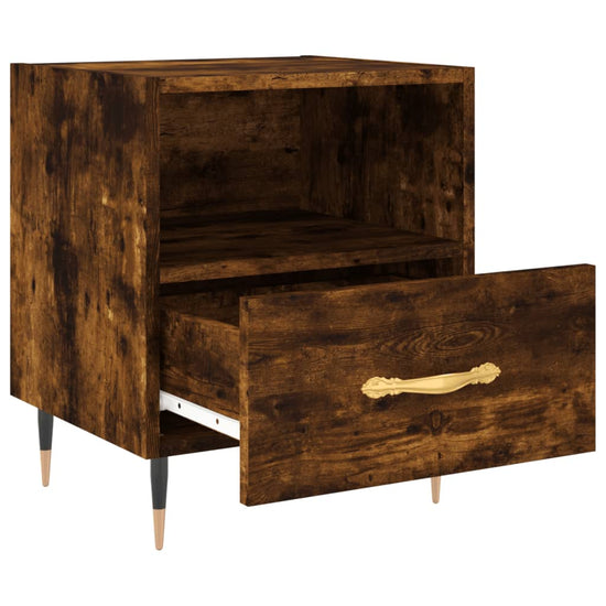 Nachtkastje 40x35x47,5 cm bewerkt hout gerookt eikenkleurig MeubelReus
