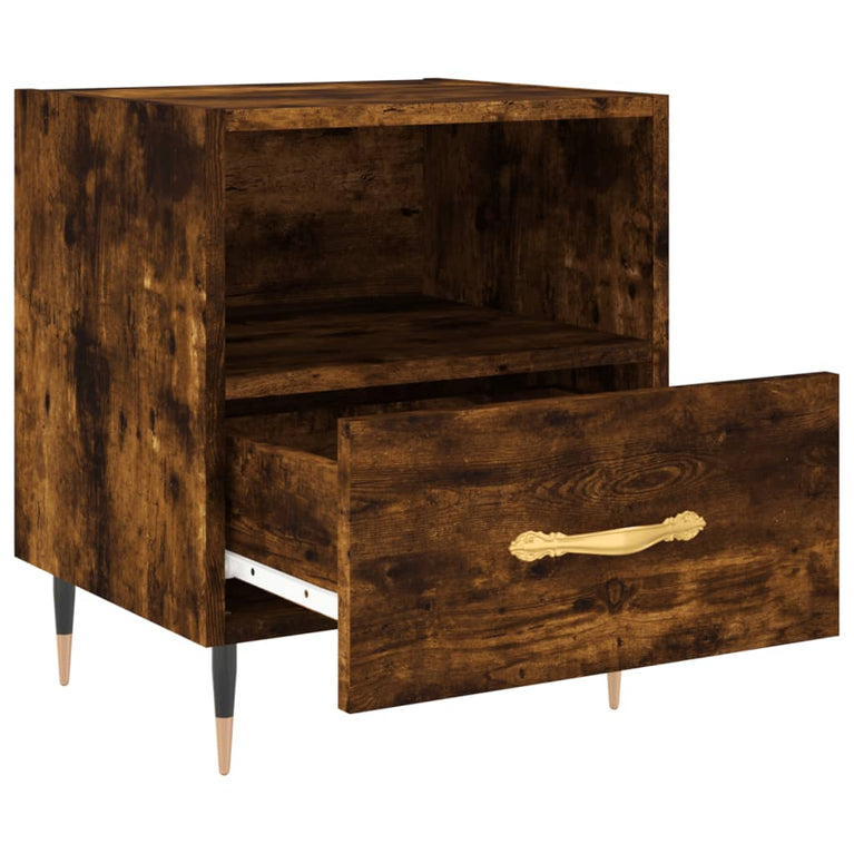 Nachtkastje 40x35x47,5 cm bewerkt hout gerookt eikenkleurig MeubelReus