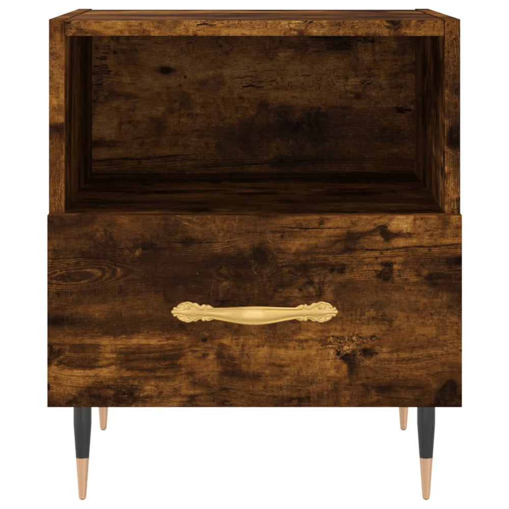 Nachtkastje 40x35x47,5 cm bewerkt hout gerookt eikenkleurig MeubelReus