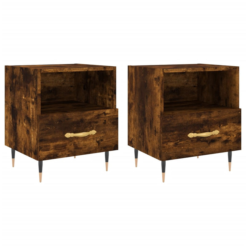 Nachtkastjes 2 st 40x35x47,5 cm bewerkt hout gerookt eikenkleur MeubelReus