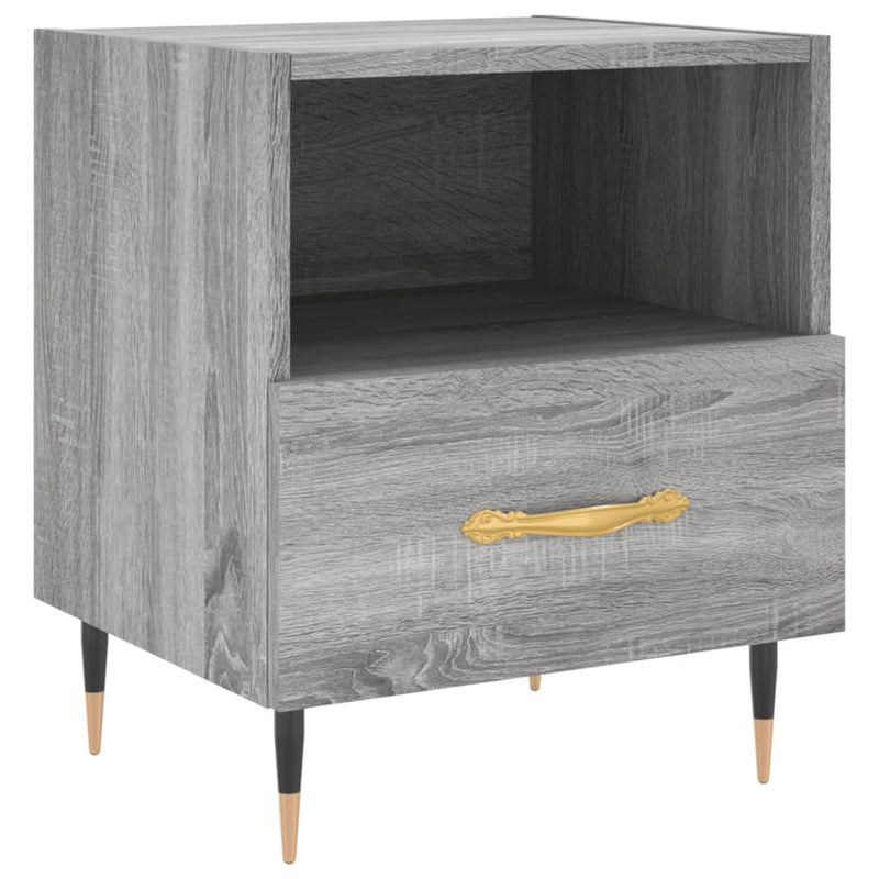 Nachtkastje 40x35x47,5 cm bewerkt hout grijs sonoma eikenkleur MeubelReus