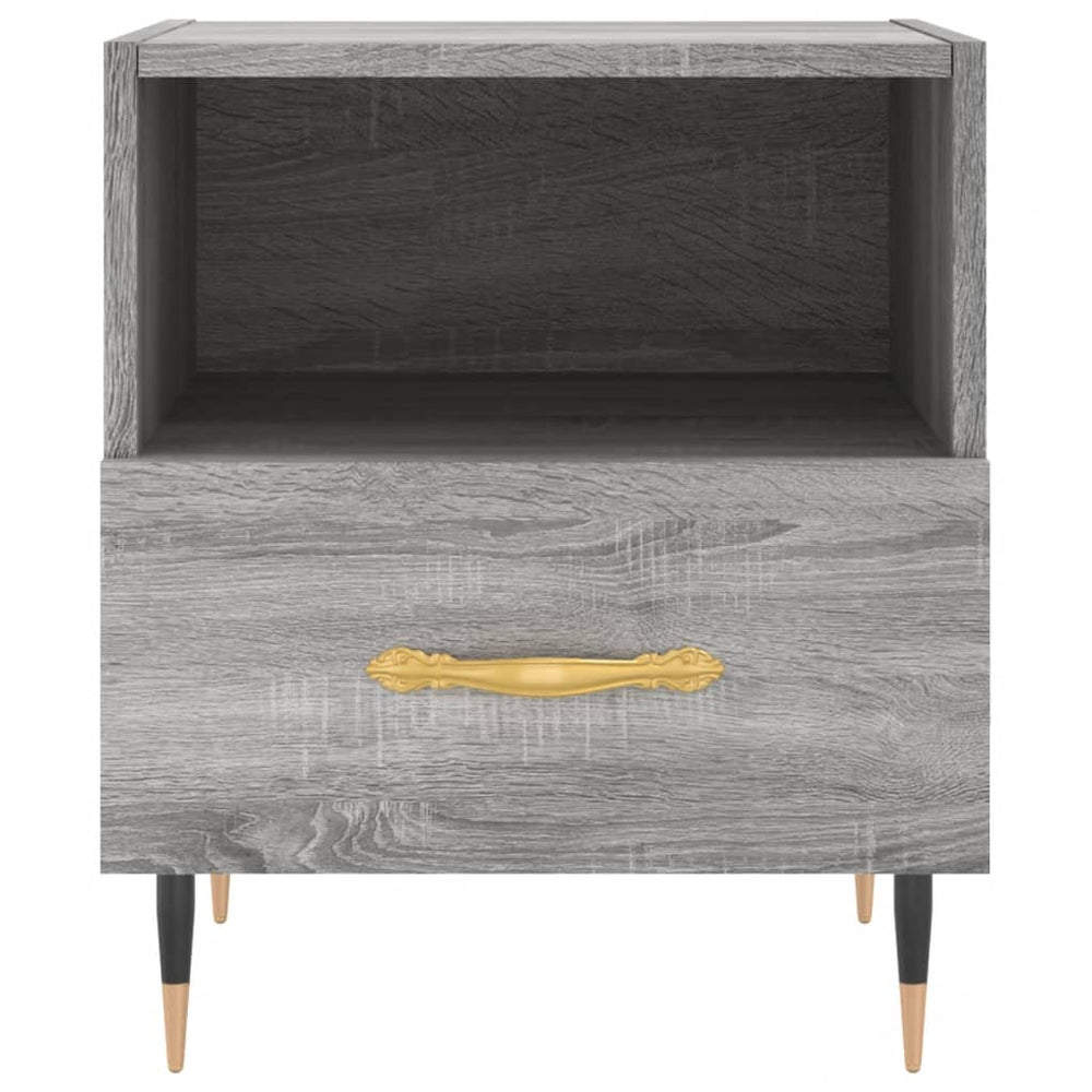 Nachtkastje 40x35x47,5 cm bewerkt hout grijs sonoma eikenkleur MeubelReus