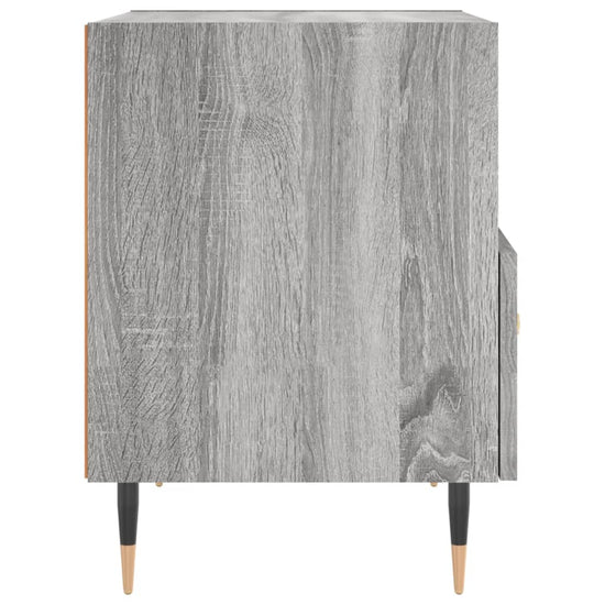 Nachtkastje 40x35x47,5 cm bewerkt hout grijs sonoma eikenkleur MeubelReus