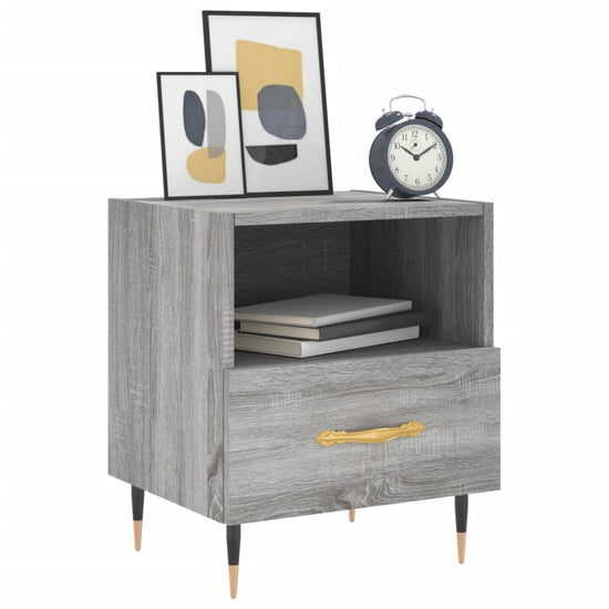 Nachtkastje 40x35x47,5 cm bewerkt hout grijs sonoma eikenkleur MeubelReus