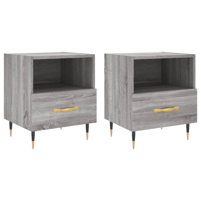 Nachtkastjes 2 st 40x35x47,5 cm bewerkt hout grijs sonoma eiken MeubelReus