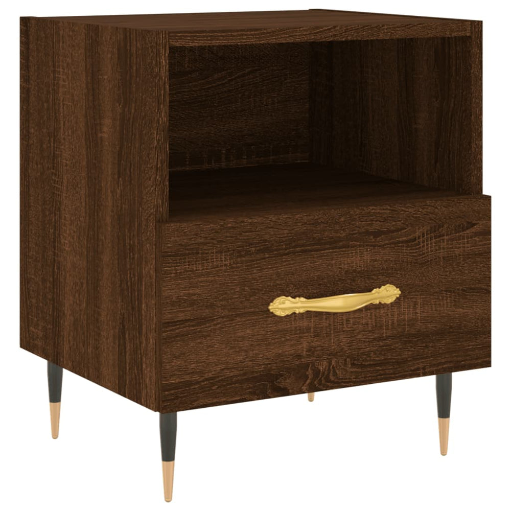Nachtkastje 40x35x47,5 cm bewerkt hout bruin eikenkleur MeubelReus