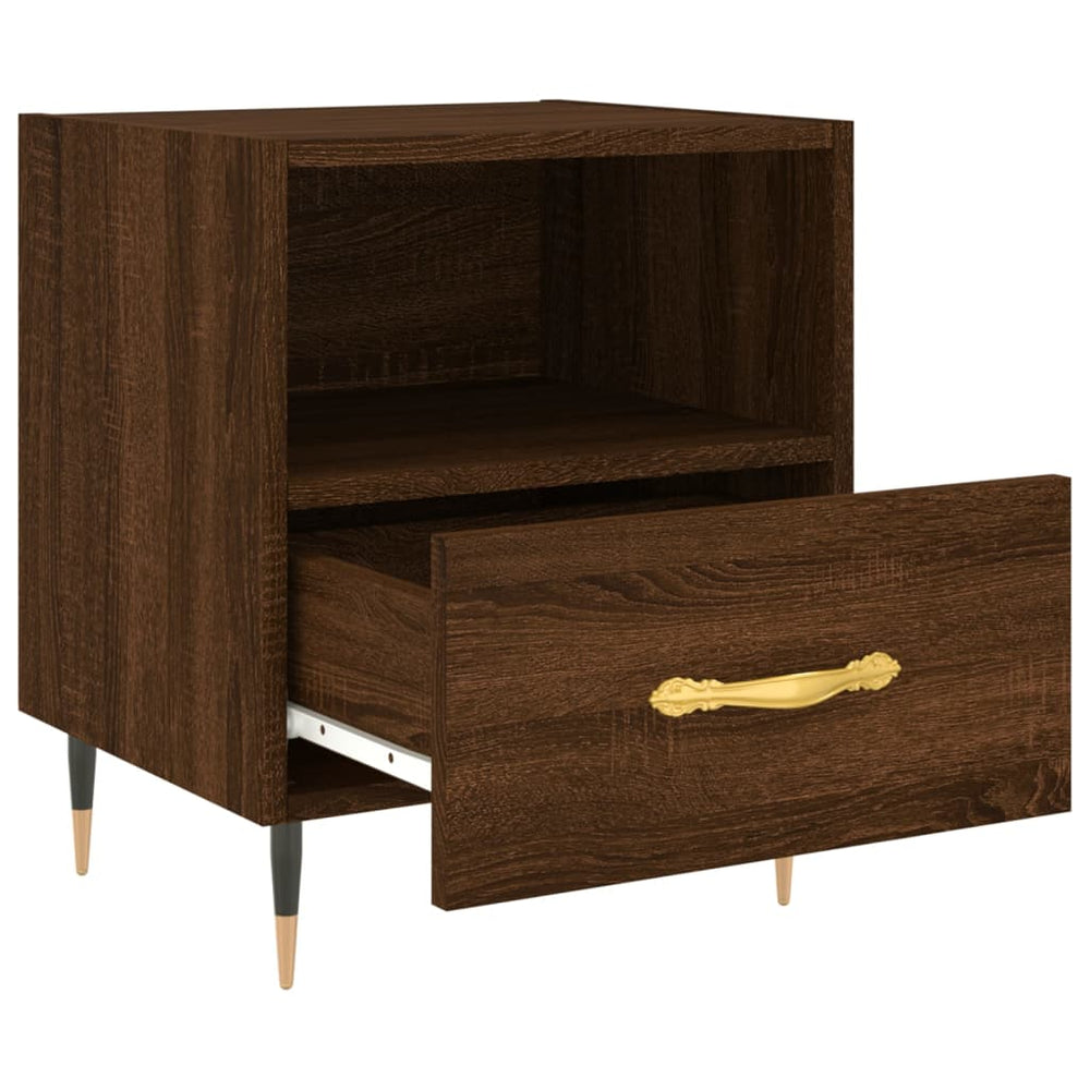 Nachtkastje 40x35x47,5 cm bewerkt hout bruin eikenkleur MeubelReus