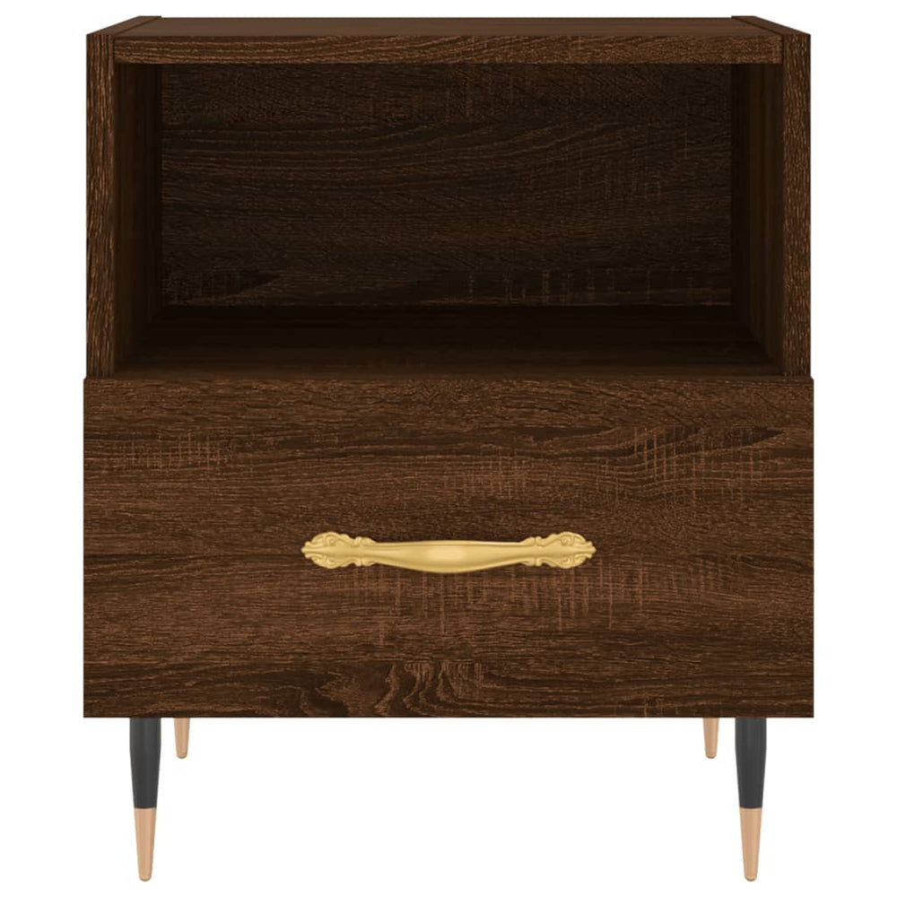 Nachtkastje 40x35x47,5 cm bewerkt hout bruin eikenkleur MeubelReus