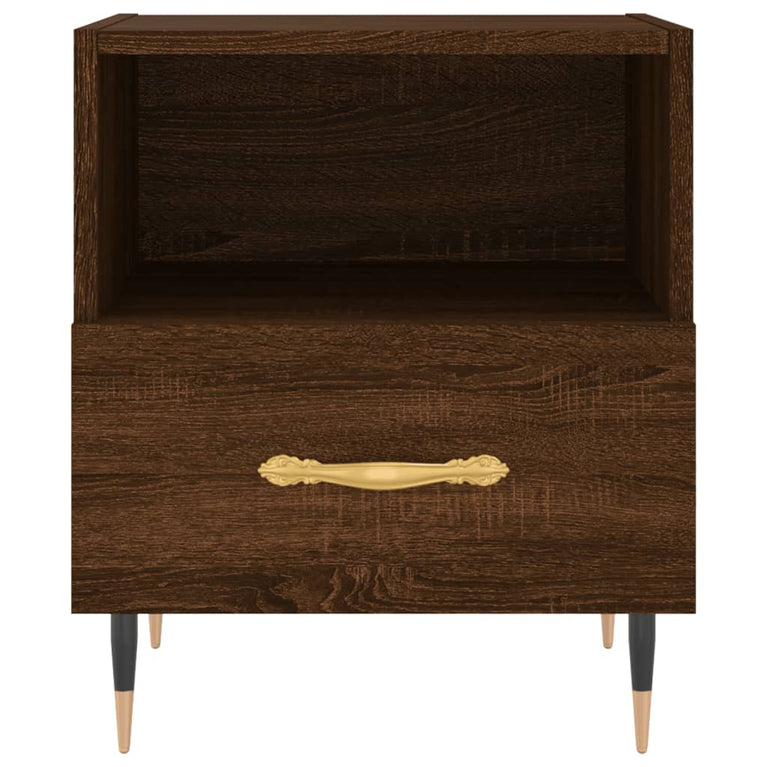 Nachtkastje 40x35x47,5 cm bewerkt hout bruin eikenkleur MeubelReus