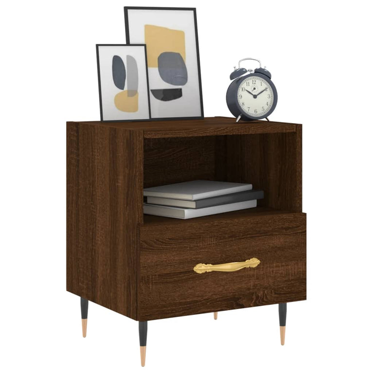 Nachtkastje 40x35x47,5 cm bewerkt hout bruin eikenkleur MeubelReus