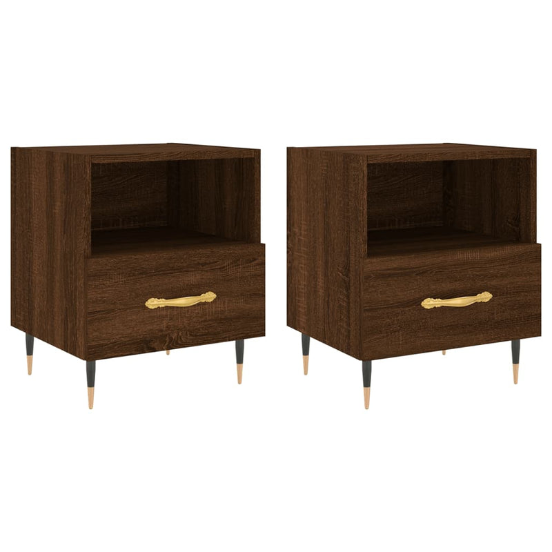 Nachtkastjes 2 st 40x35x47,5 cm bewerkt hout bruin eikenkleur MeubelReus