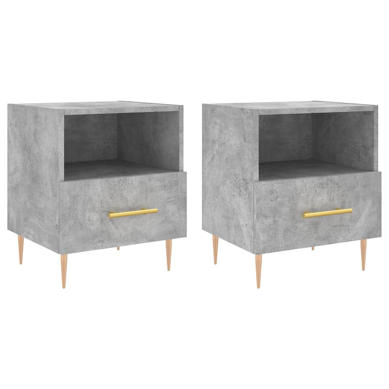 Nachtkastjes 2 st 40x35x47,5 cm bewerkt hout betongrijs MeubelReus