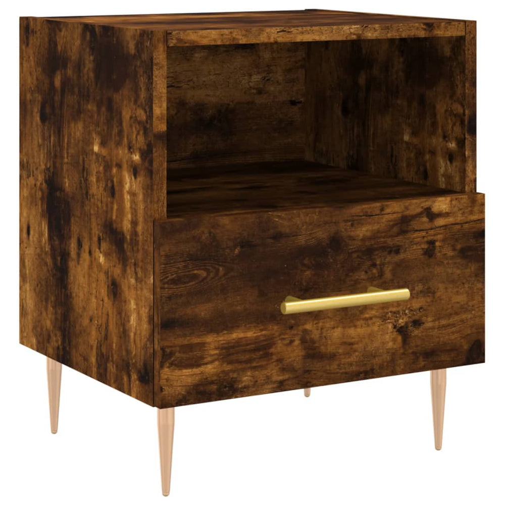 Nachtkastje 40x35x47,5 cm bewerkt hout gerookt eikenkleurig MeubelReus