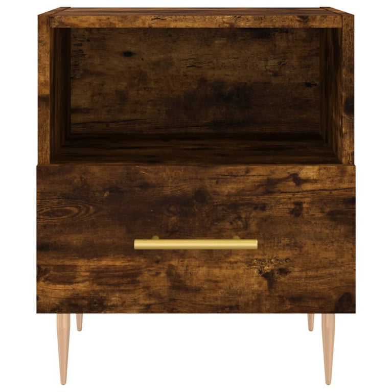 Nachtkastje 40x35x47,5 cm bewerkt hout gerookt eikenkleurig MeubelReus