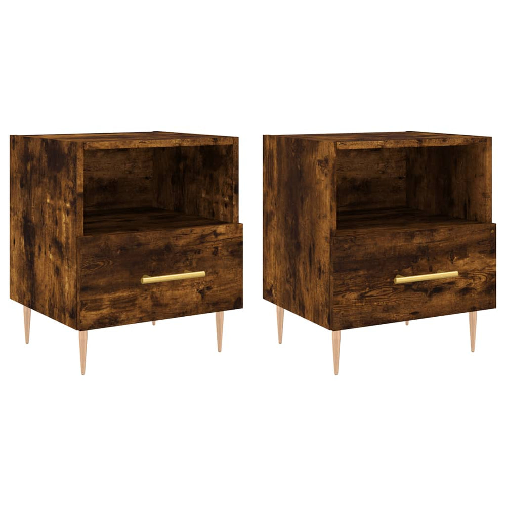 Nachtkastjes 2 st 40x35x47,5 cm bewerkt hout gerookt eikenkleur MeubelReus