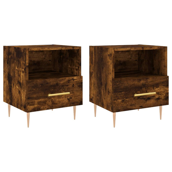 Nachtkastjes 2 st 40x35x47,5 cm bewerkt hout gerookt eikenkleur MeubelReus